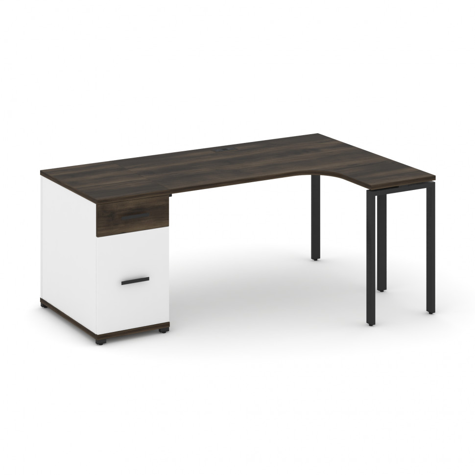 Concept Стол эргономичный CN.SA-403(R) B Дуб Мали/Белый Бриллиант/Металл Черный 1800*1180*750 Concept Стол эргономичный CN.SA-403(R) B Дуб Мали/Белый Бриллиант/Металл Черный 1800*1180*750