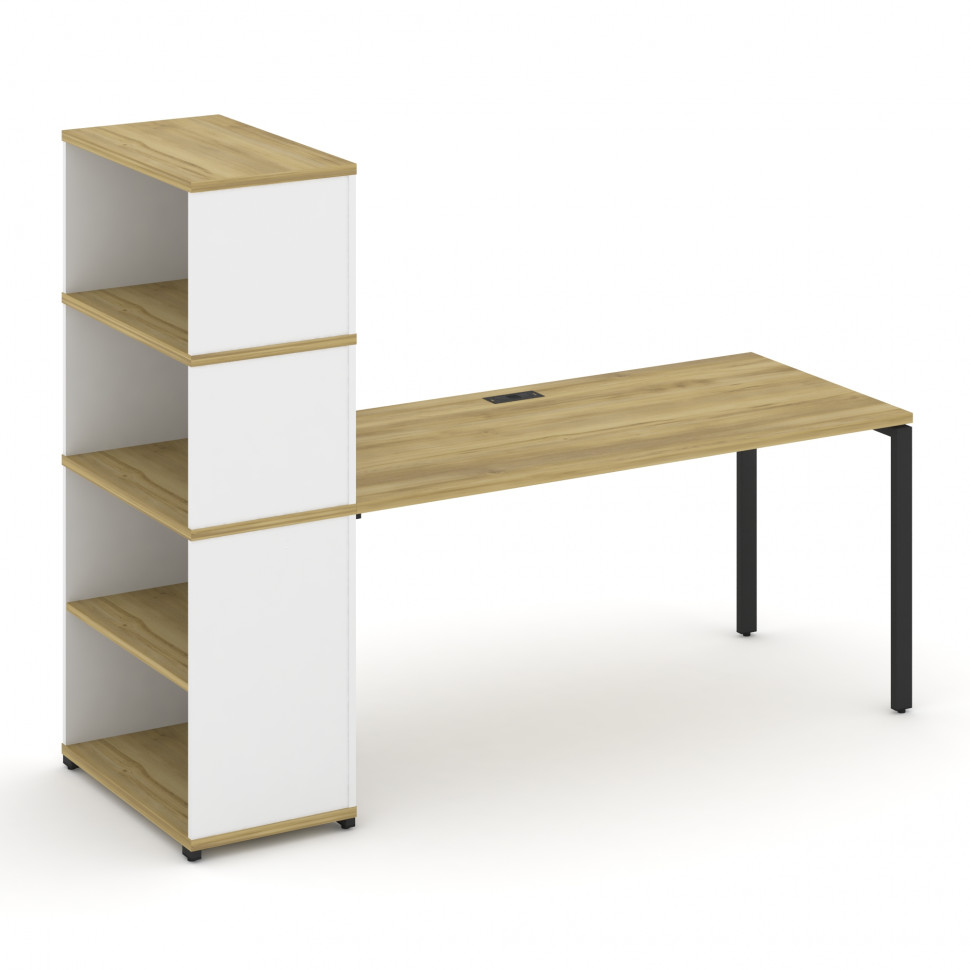 Concept Стол рабочий с опорным стеллажом с надставкой выс. CN.SP-216 Дуб Винченцо/Белый Бриллиант/Ме