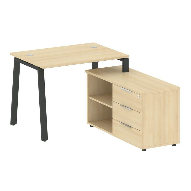 Metal System Рабочая станция с тумбой на А-образном м/к БА.РС-СТС-2.1 (R) Акация Лорка/Металл Антрац