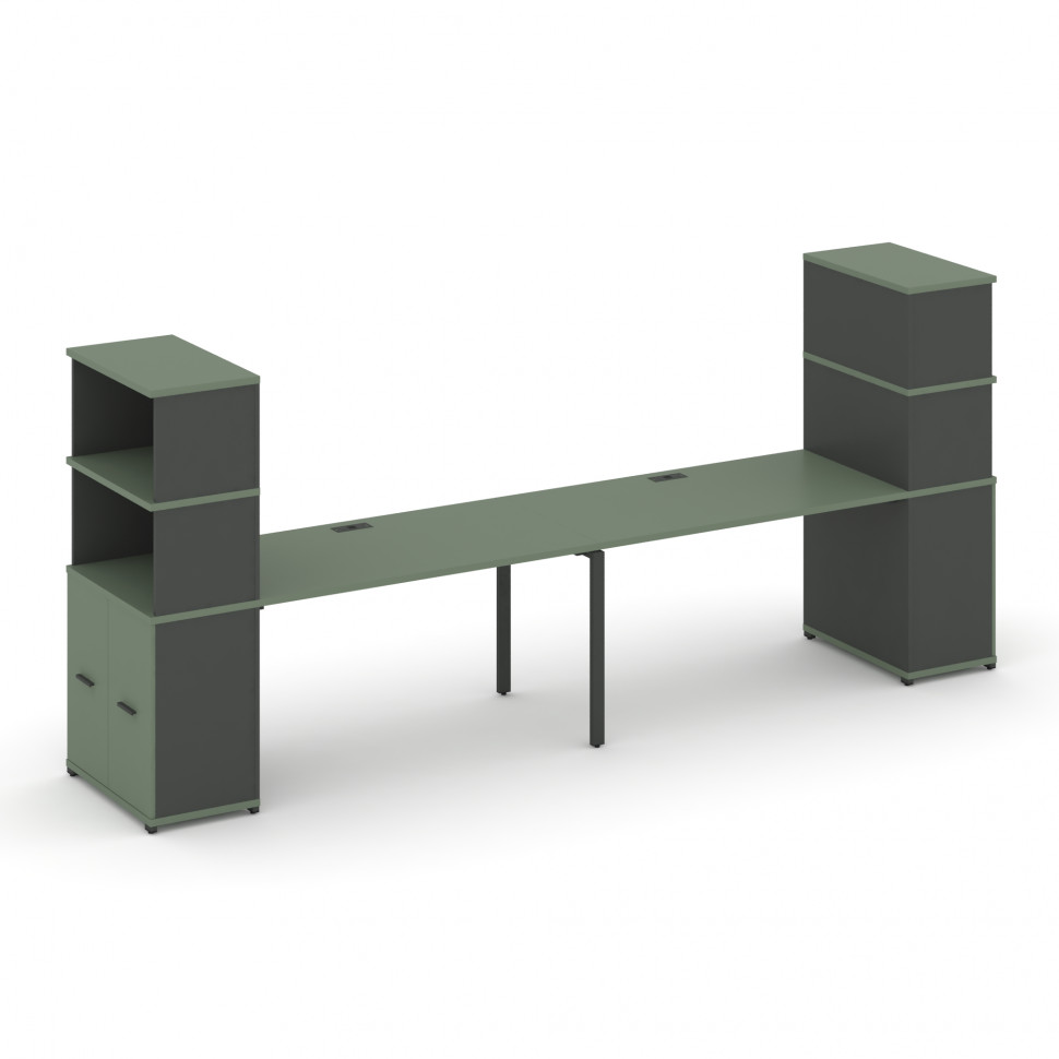 Concept Рабочая станция с опорными распаш. шкафами с надставкой выс. CN.ORS-229 A Кобо/Антрацит/Мета Concept Рабочая станция с опорными распаш. шкафами с надставкой выс. CN.ORS-229 A Кобо/Антрацит/Мета