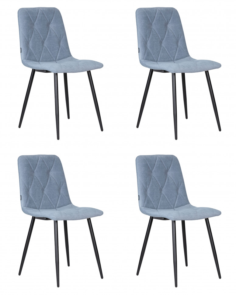 Набор 4 шт Стул обеденный DOBRIN CHILLY ROMBO, Серо-голубой Simple 26, основание черное