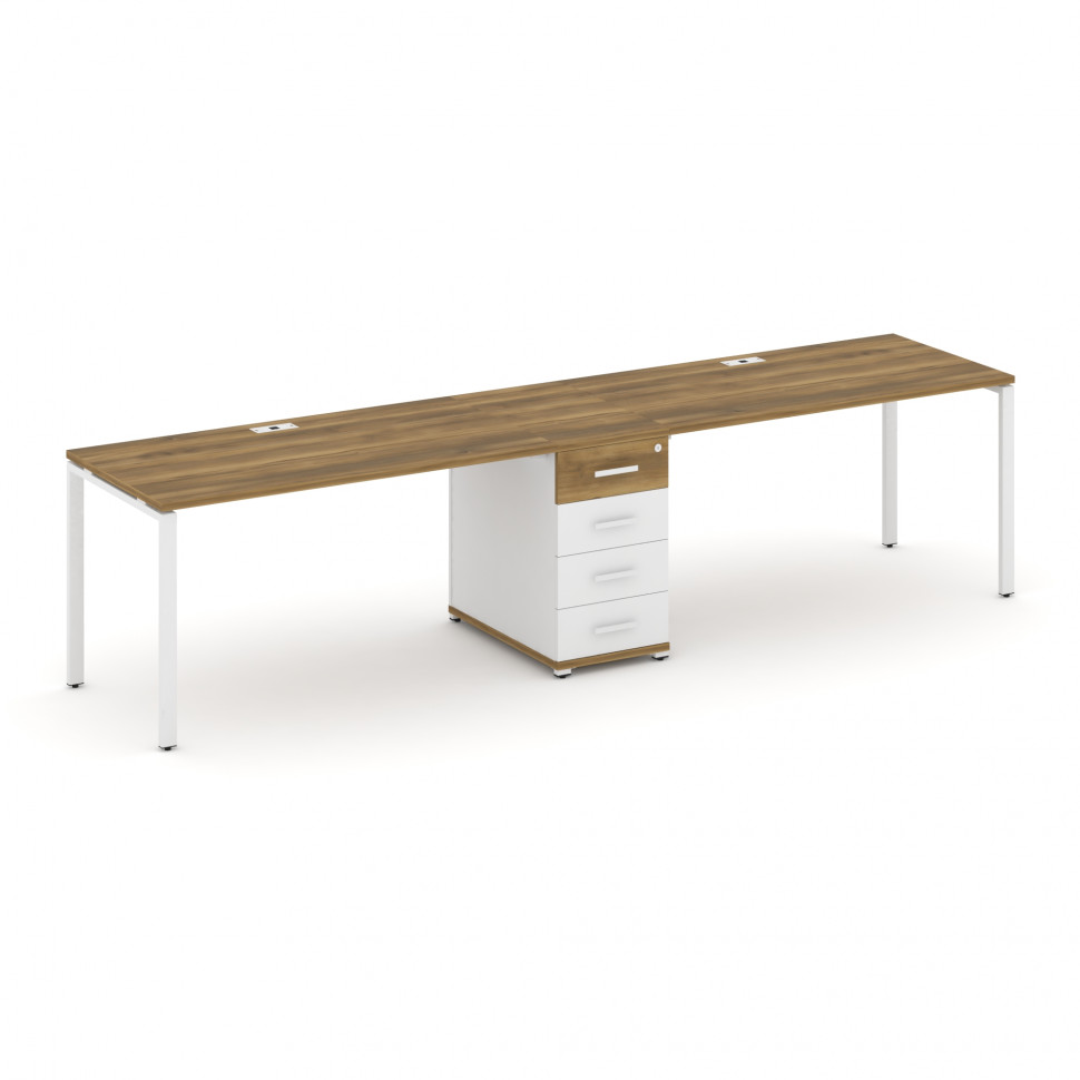 Concept Рабочая станция 2 места с 1 опорной тумбой CN.ORS-403 W Сандал Янтарный/Белый Бриллиант/Мета