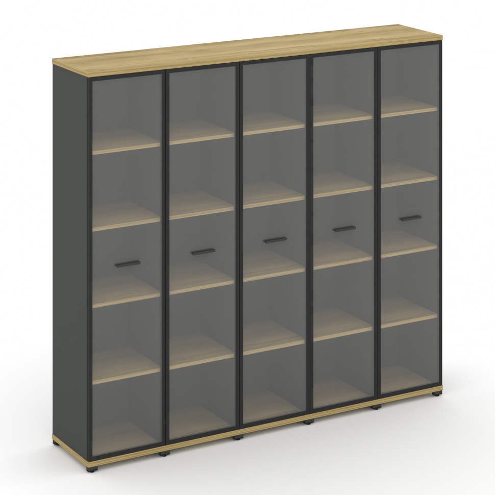 Concept Шкаф 5 узких секций, 5 ниш CN.STU-558 RPB A Дуб Винченцо/Антрацит/Металл Антрацит/Прозрачный