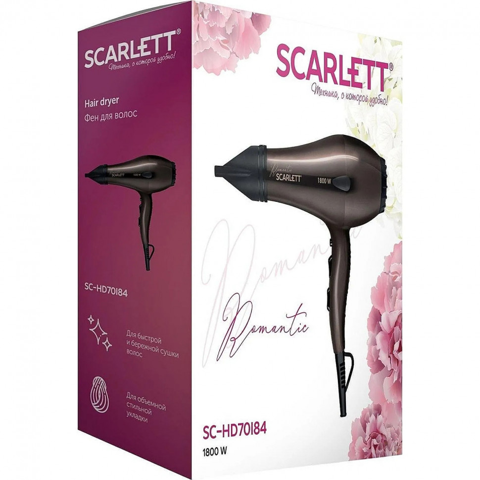 Фен Scarlett Romantic SC-HD70I84 (1800 Вт, Шоколад) Фен Scarlett Romantic SC-HD70I84 (1800 Вт, Шоколад)