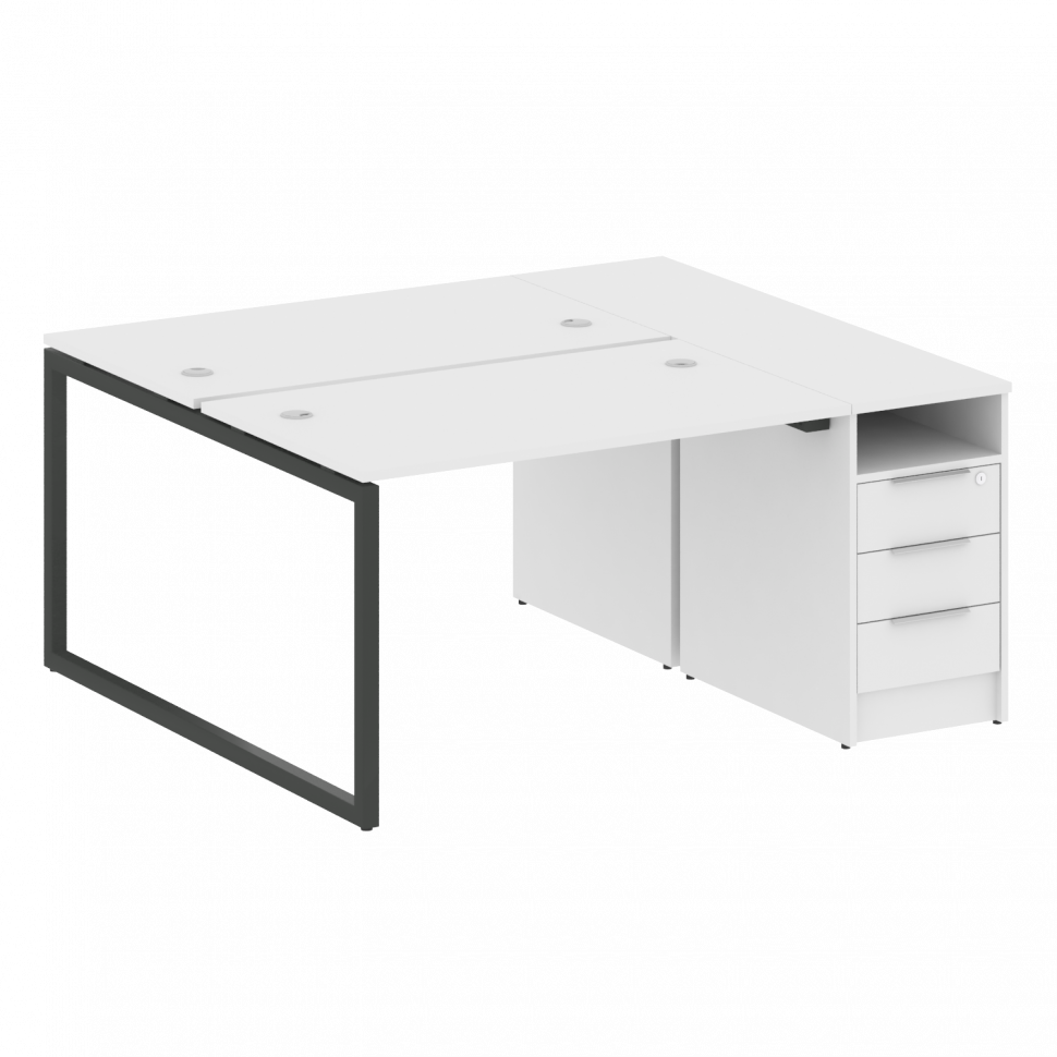 Metal System Quattro Рабочая станция с тумбой на О-образном м/к 40БО.РС-СТП-2.2 Белый/Металл Антраци Metal System Quattro Рабочая станция с тумбой на О-образном м/к 40БО.РС-СТП-2.2 Белый/Металл Антраци