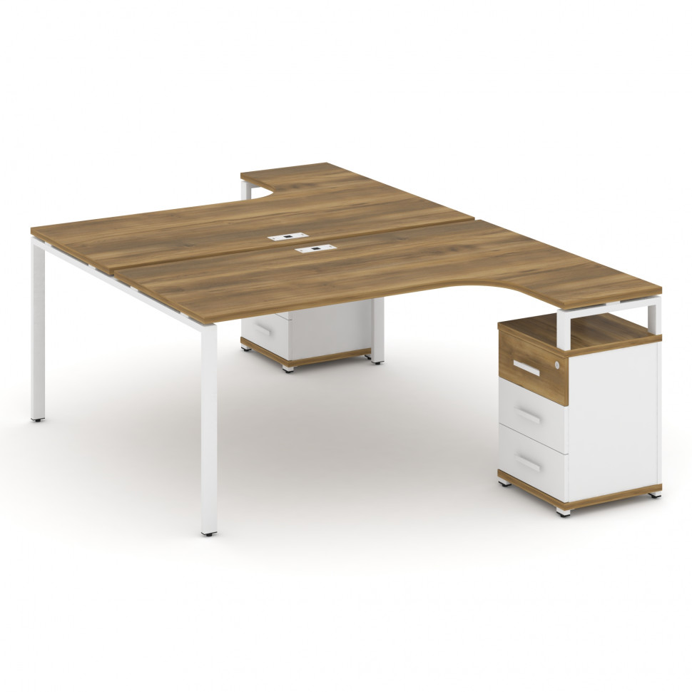 Concept Рабочая станция с 2 опорными тумбами CN.DSA-306 W Сандал Янтарный/Белый Бриллиант/Металл Бел