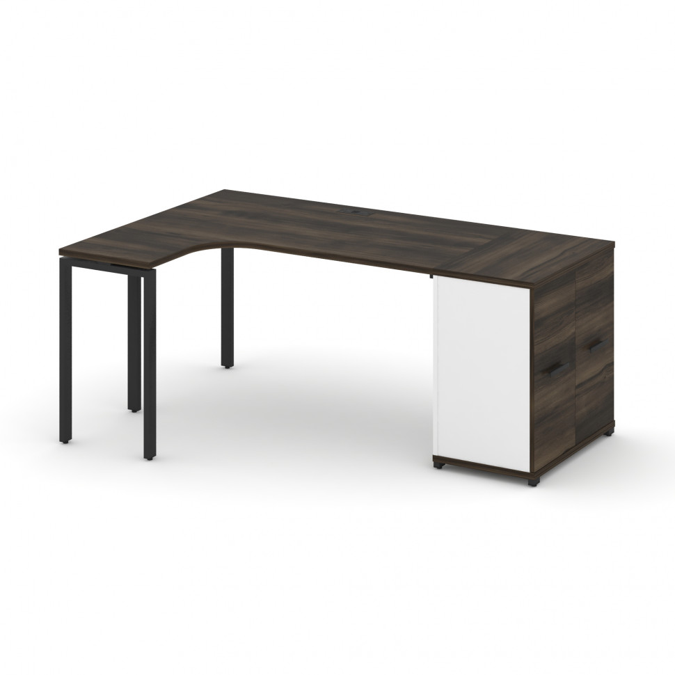 Concept Стол эргономичный с опорным распаш. шкафом CN.SA-209(L) B Дуб Мали/Белый Бриллиант/Металл Че