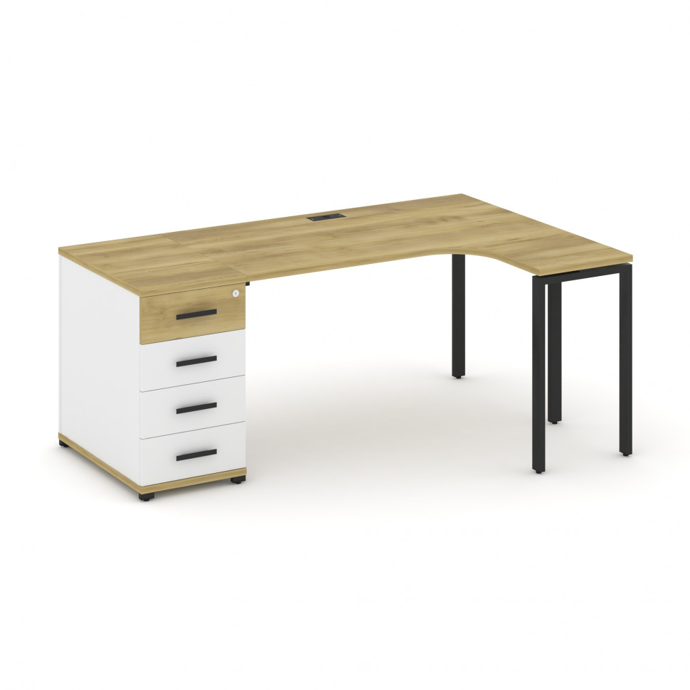 Concept Стол эргономичный CN.SA-401(R) B Дуб Винченцо/Белый Бриллиант/Металл Черный 1800*1180*750 Concept Стол эргономичный CN.SA-401(R) B Дуб Винченцо/Белый Бриллиант/Металл Черный 1800*1180*750