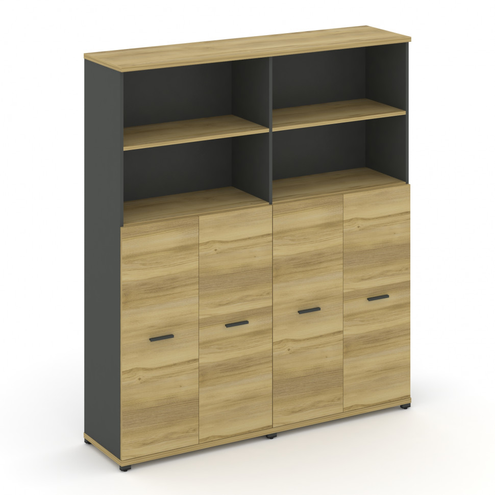 Concept Шкаф 2 широкие секции, 5 ниш CN.STS-524 A Дуб Винченцо/Антрацит/Металл Антрацит 1668*420*192