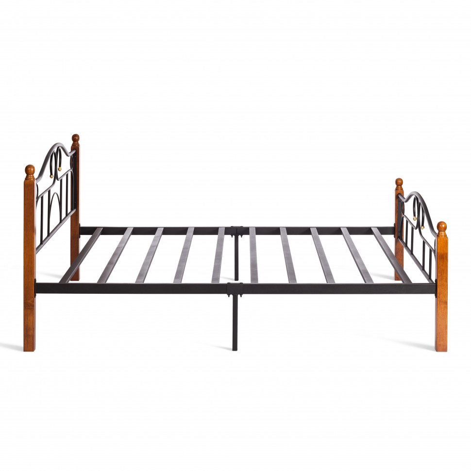 Кровать AT-808 дерево гевея/металл, 160*200 см (Queen bed), красный дуб/черный