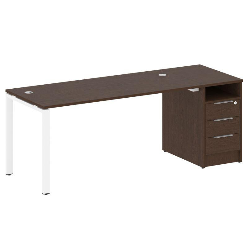 Metal System Рабочая станция с тумбой на П-образном м/к БП.РС-СТП-1.4 Венге Цаво/Металл Белый 2012*7