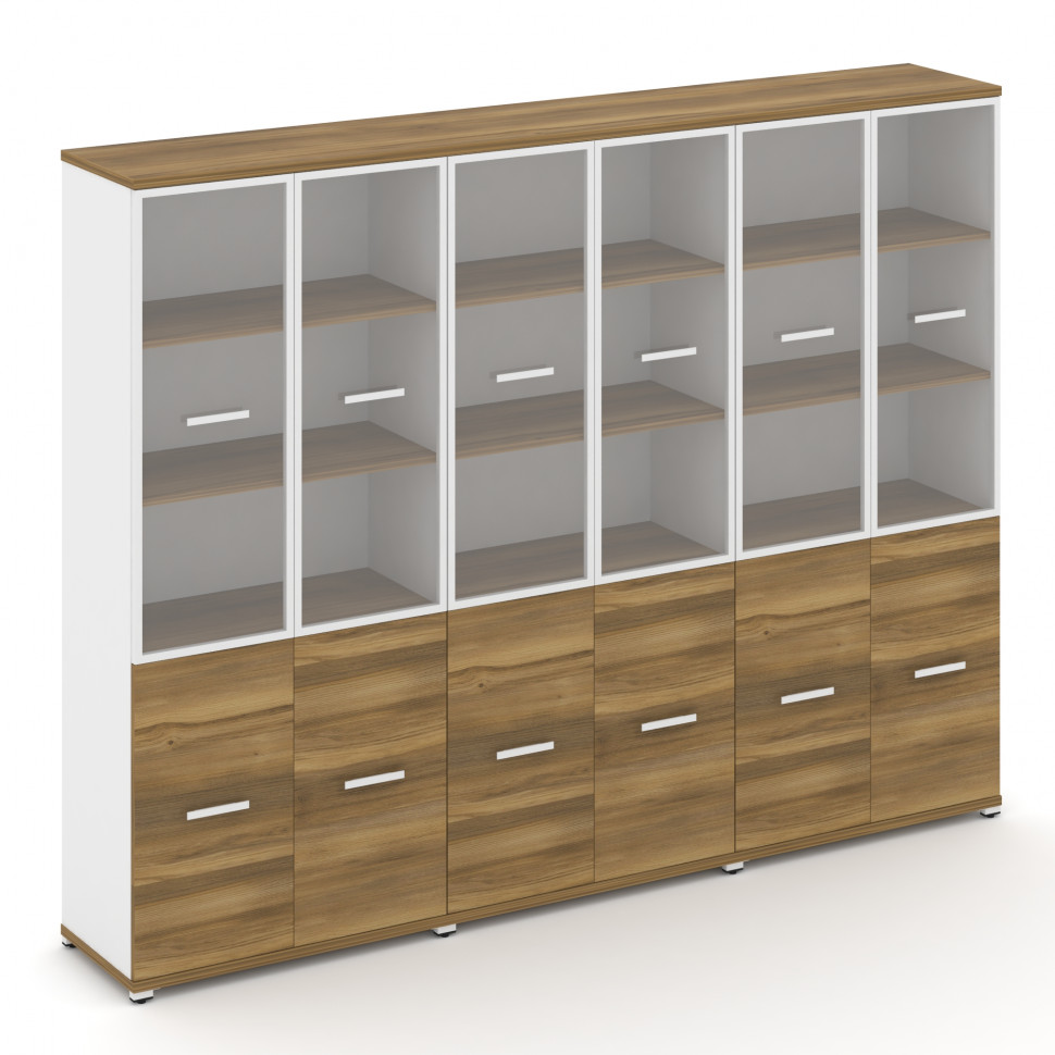 Concept Шкаф 3 широкие секции, 5 ниш CN.STS-532 RPW W Сандал Янтарный/Белый Бриллиант/Металл Белый/П