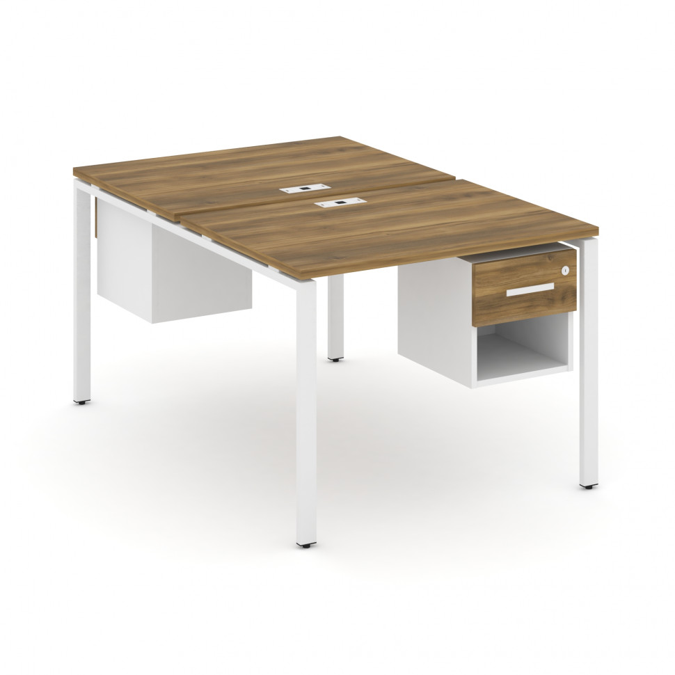 Concept Рабочая станция 2 сторонняя с подвесными тумбами на 2 места CN.DRS-117 W Сандал Янтарный/Бел