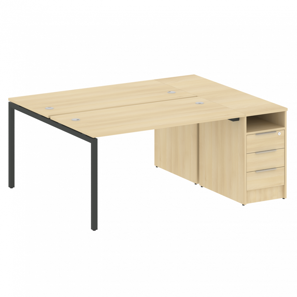 Metal System Quattro Рабочая станция с тумбой на П-образном м/к 40БП.РС-СТП-2.3 Акация Лорка/Металл Metal System Quattro Рабочая станция с тумбой на П-образном м/к 40БП.РС-СТП-2.3 Акация Лорка/Металл