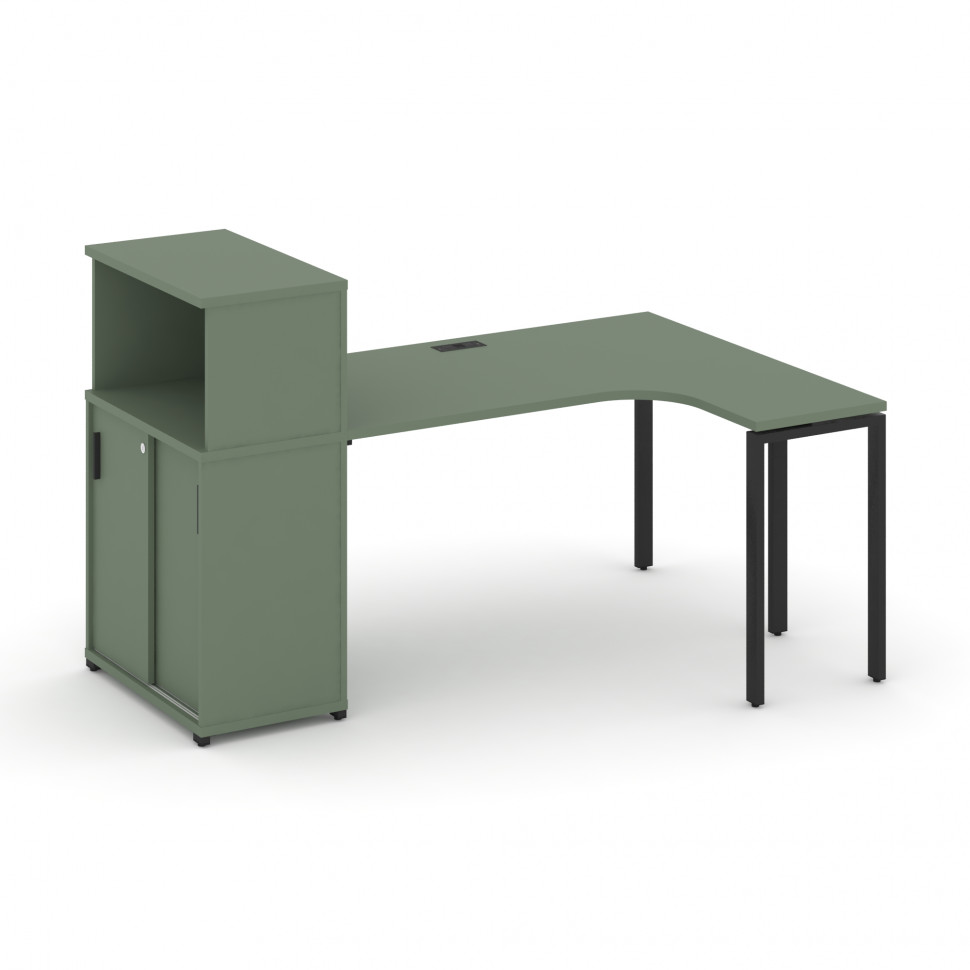 Concept Стол эргономичный с опорным шкафом-купе с надставкой низ. CN.SA-219(R) B Кобо/Металл Черный Concept Стол эргономичный с опорным шкафом-купе с надставкой низ. CN.SA-219(R) B Кобо/Металл Черный