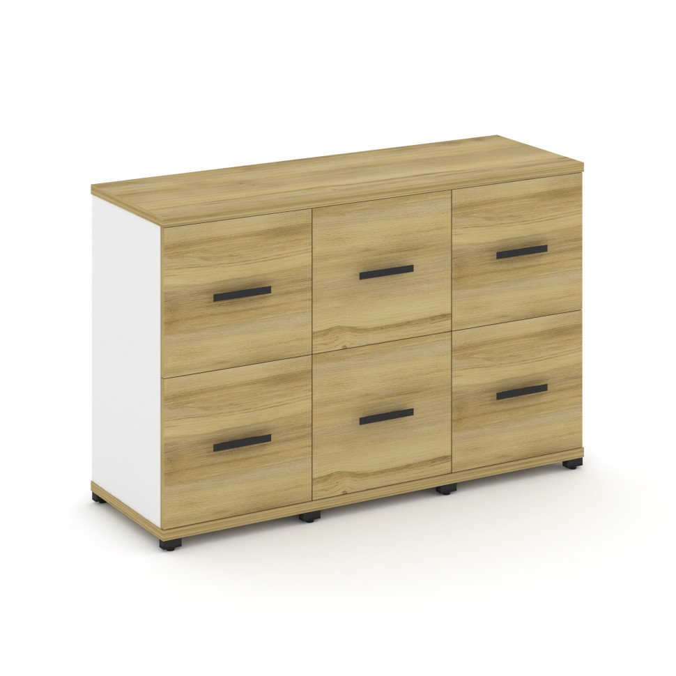 Concept Шкаф 3 узкие секции, 2 ниши CN.STU-232 B Дуб Винченцо/Белый Бриллиант/Металл Черный 1252*420