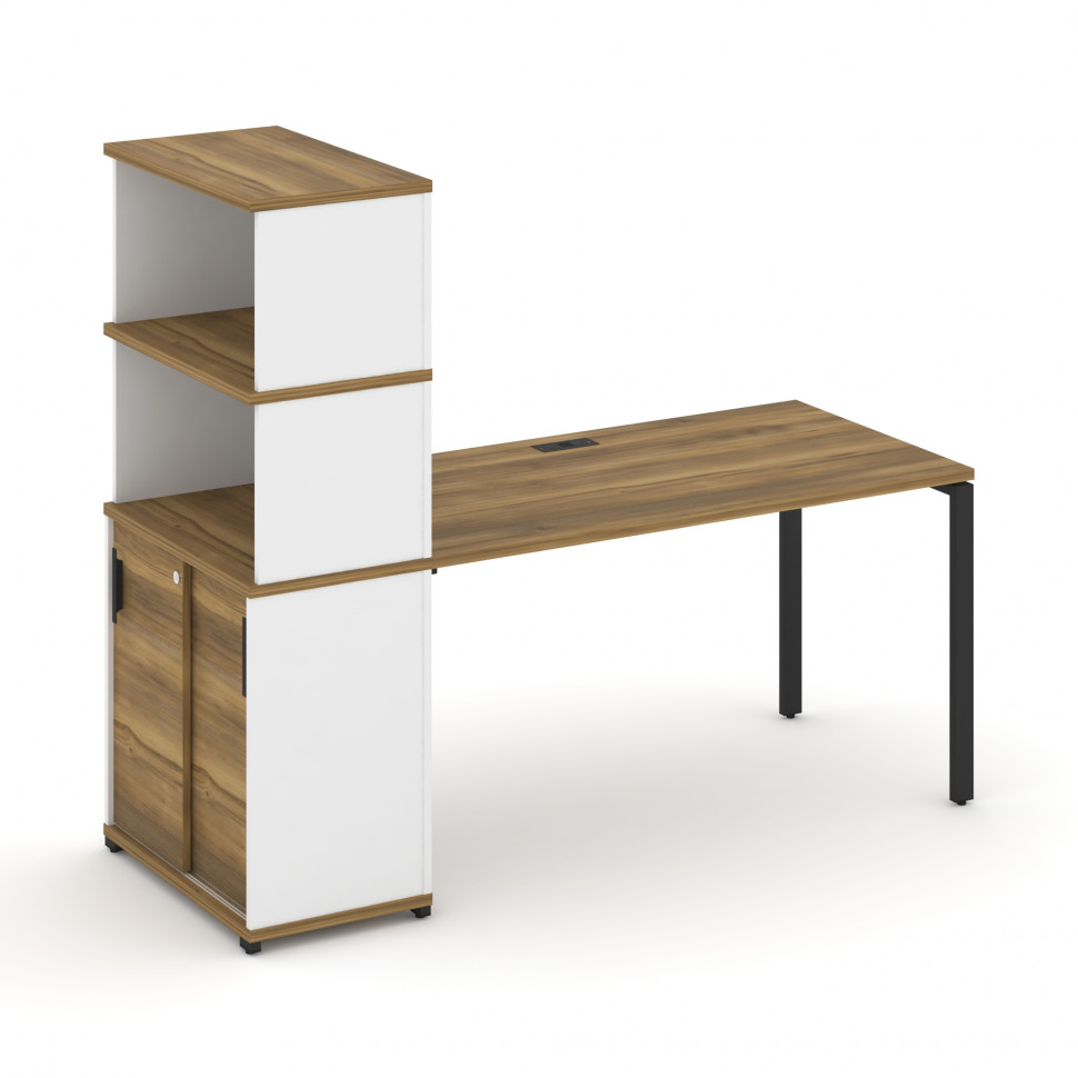 Concept Стол рабочий с опорным шкафом-купе с надставкой выс. CN.SP-243 B Сандал Янтарный/Белый Брилл