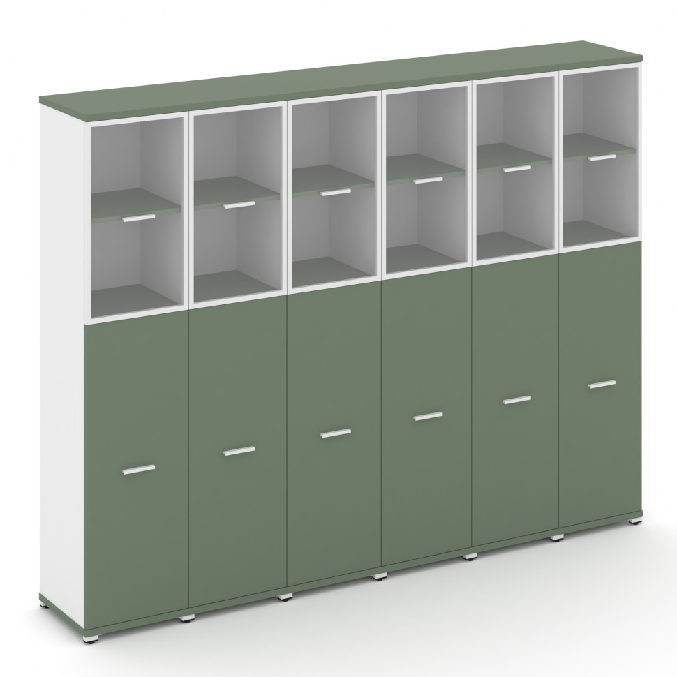 Concept Шкаф 6 узких секций, 5 ниш CN.STU-565 RPW W Кобо/Белый Бриллиант/Металл Белый/Прозрачный 250