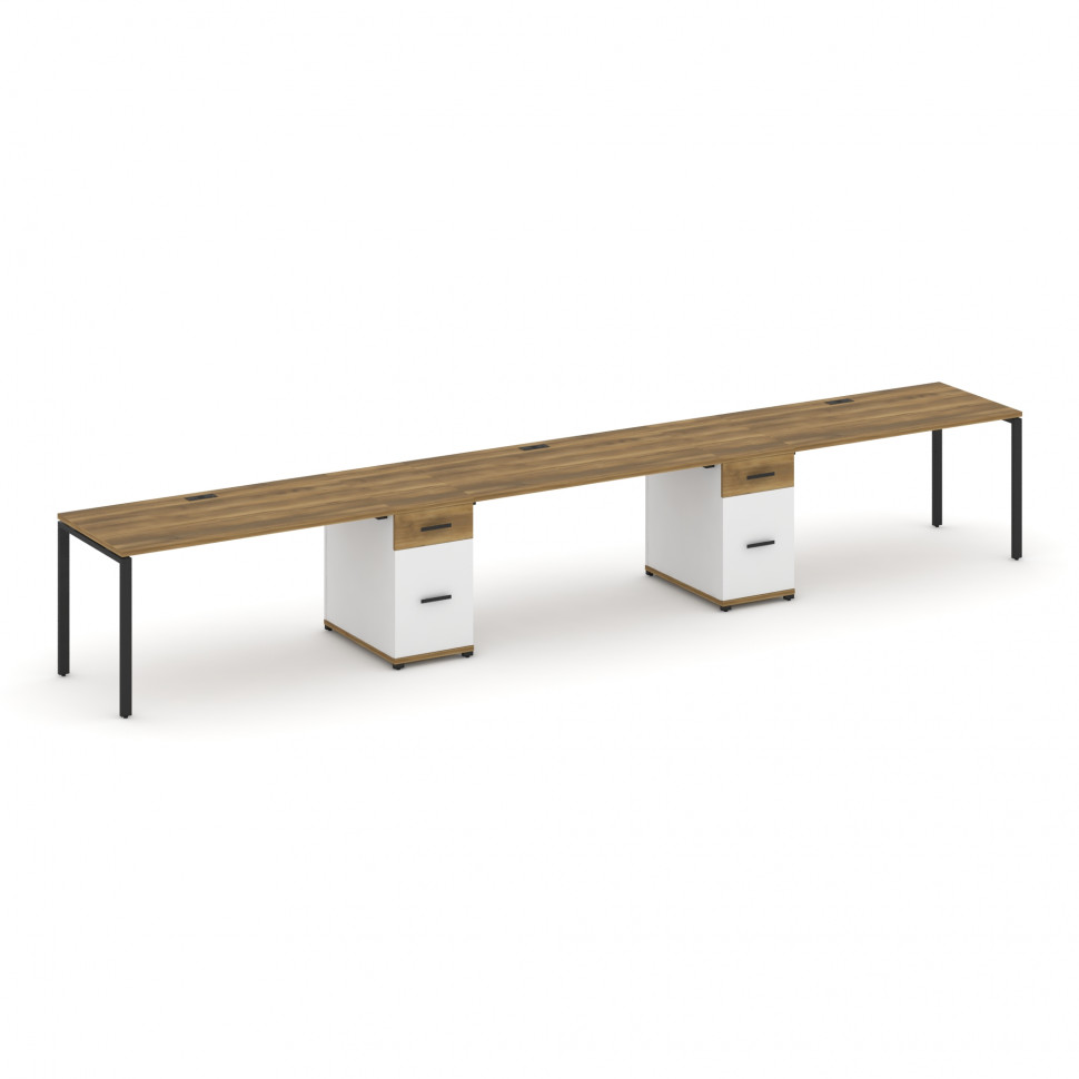 Concept Рабочая станция 3 места с 2 опорными тумбами CN.ORS-439 B Сандал Янтарный/Белый Бриллиант/Ме