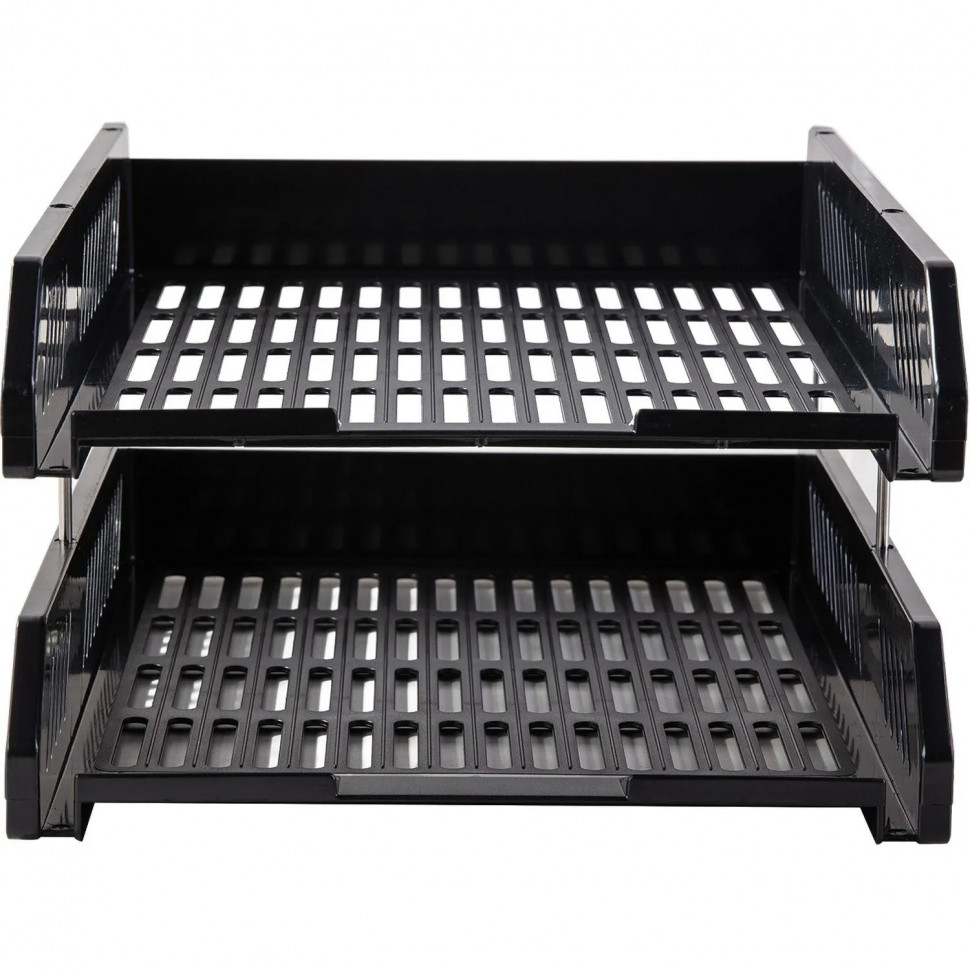 Лоток горизонтальный для бумаг Deli E9208 набор 2шт на металл.стерж черный