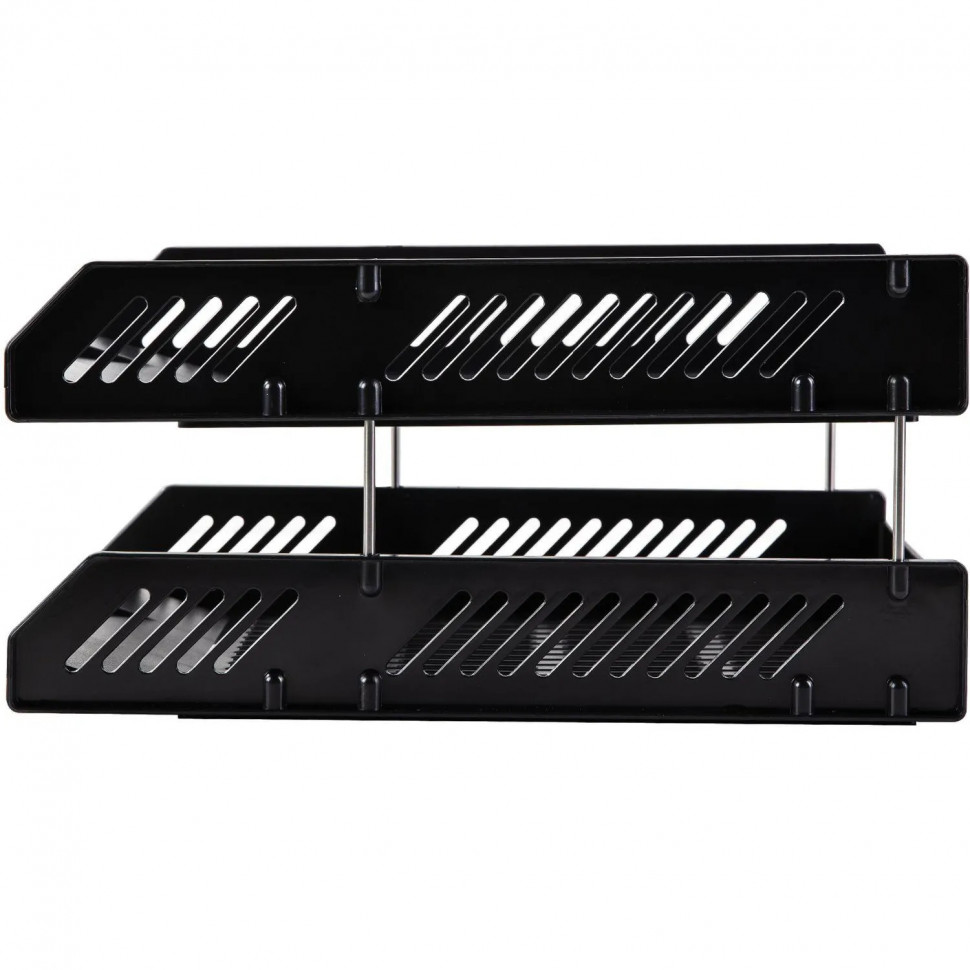 Лоток горизонтальный для бумаг Deli E9208 набор 2шт на металл.стерж черный