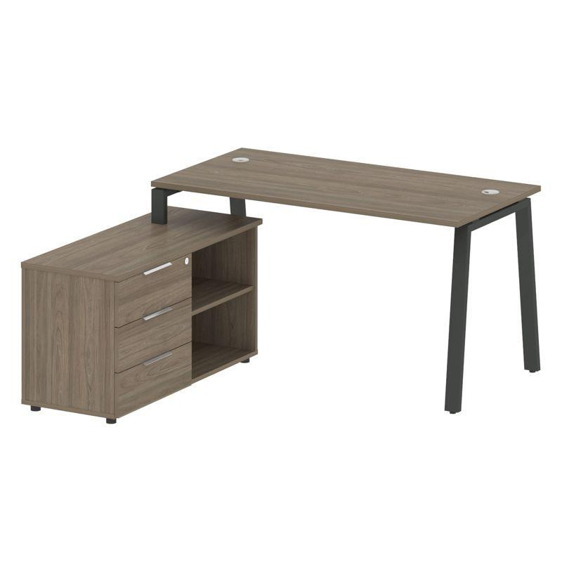 Metal System Рабочая станция с тумбой на А-образном м/к БА.РС-СТС-2.3 (L) Вяз Благородный/Металл Ант