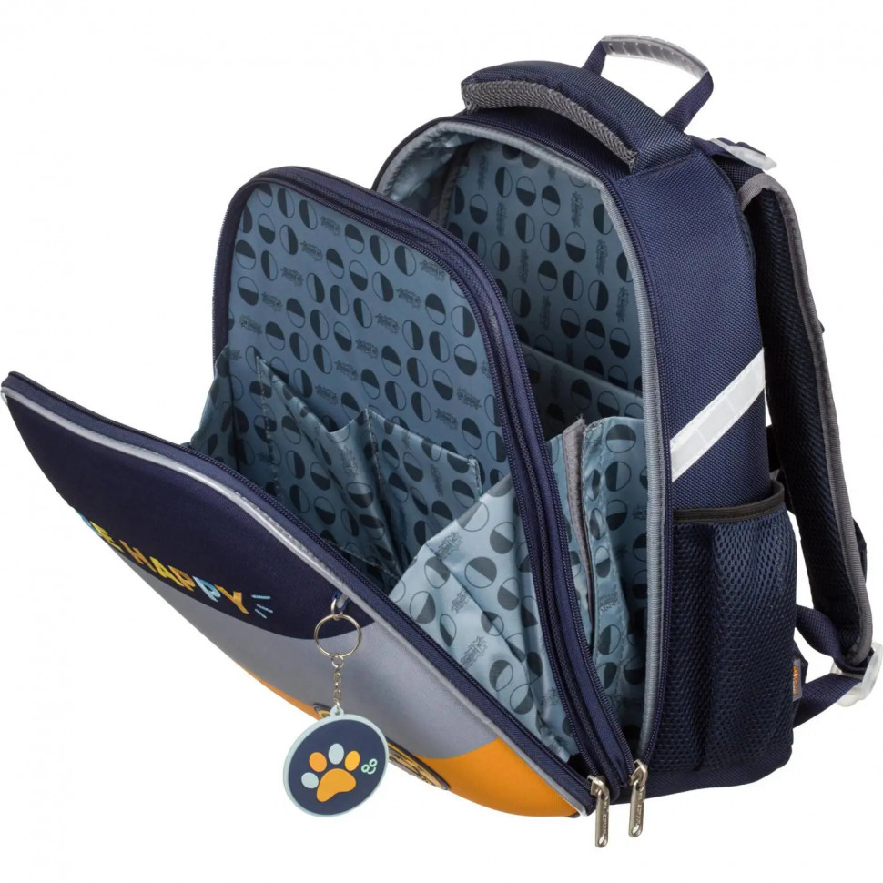 Ранец Basic Casual син+сер+желт, 2 отд., эргоном. спинка