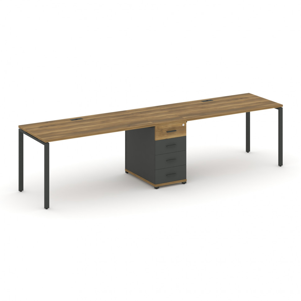 Concept Рабочая станция 2 места с 1 опорной тумбой CN.ORS-404 A Сандал Янтарный/Антрацит/Металл Антр Concept Рабочая станция 2 места с 1 опорной тумбой CN.ORS-404 A Сандал Янтарный/Антрацит/Металл Антр