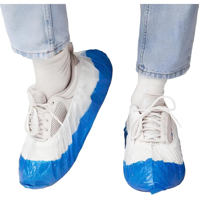 Бахилы п/э Elegreen,с дв.подошвой бело-синие, 2,6 г,950пар/уп