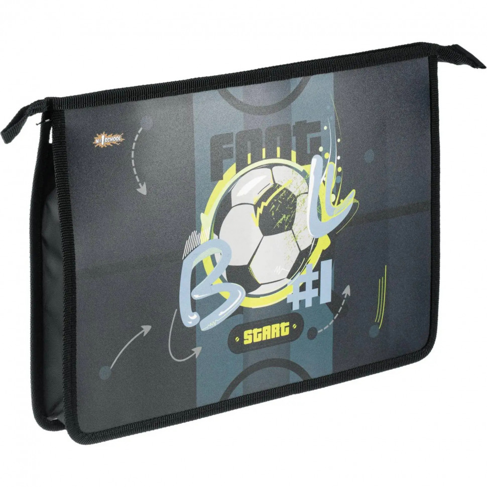 Папка для тетрадей Football синий,А4,молн.,пласт.,ПТ-813