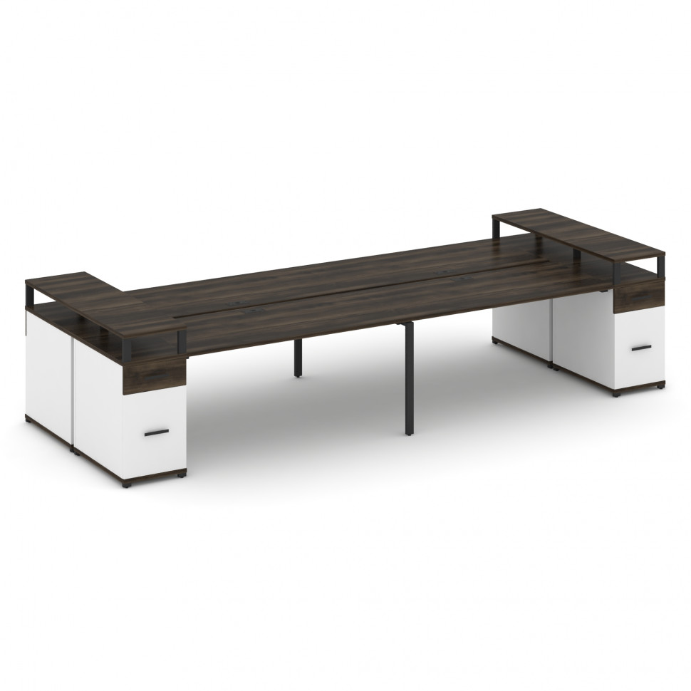 Concept Рабочая станция 4 места с 2 опорными тумбами CN.DRS-448 B Дуб Мали/Белый Бриллиант/Металл Че Concept Рабочая станция 4 места с 2 опорными тумбами CN.DRS-448 B Дуб Мали/Белый Бриллиант/Металл Че