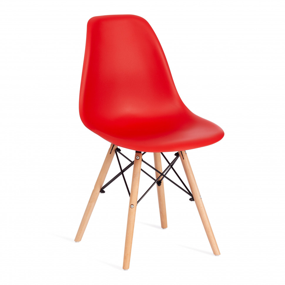 Стул CINDY (EAMES) (mod. 001) дерево бук/металл/сиденье пластик, 51x46x82см, красный/red