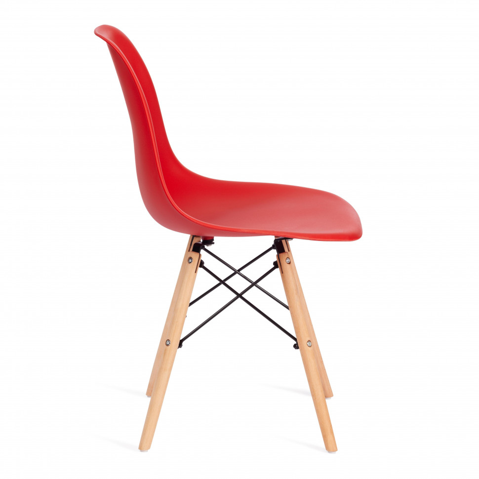 Стул CINDY (EAMES) (mod. 001) дерево бук/металл/сиденье пластик, 51x46x82см, красный/red