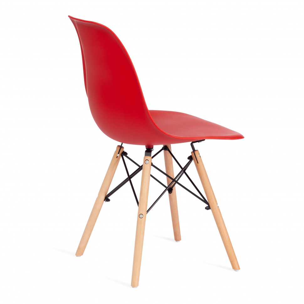 Стул CINDY (EAMES) (mod. 001) дерево бук/металл/сиденье пластик, 51x46x82см, красный/red