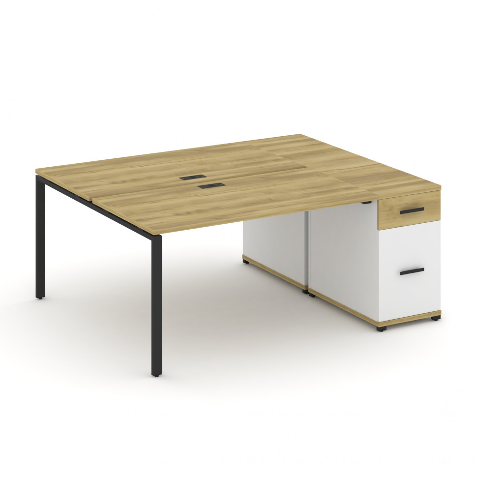 Concept Рабочая станция с 1 опорной тумбой CN.DRS-407 B Дуб Винченцо/Белый Бриллиант/Металл Черный 1