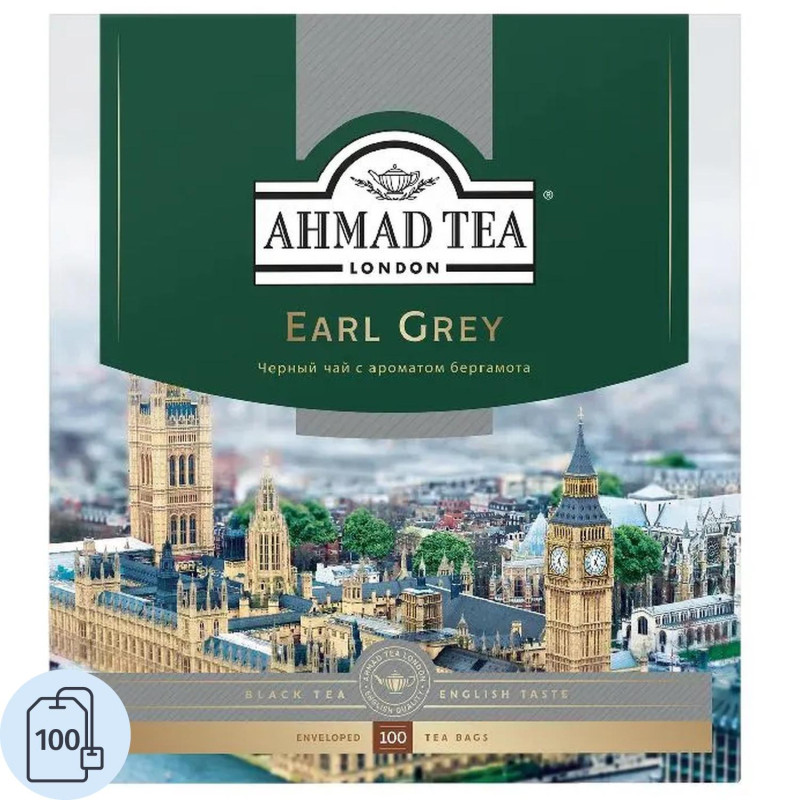 Чай Ahmad Earl grey черный бергамот 100пак/уп 5951-08