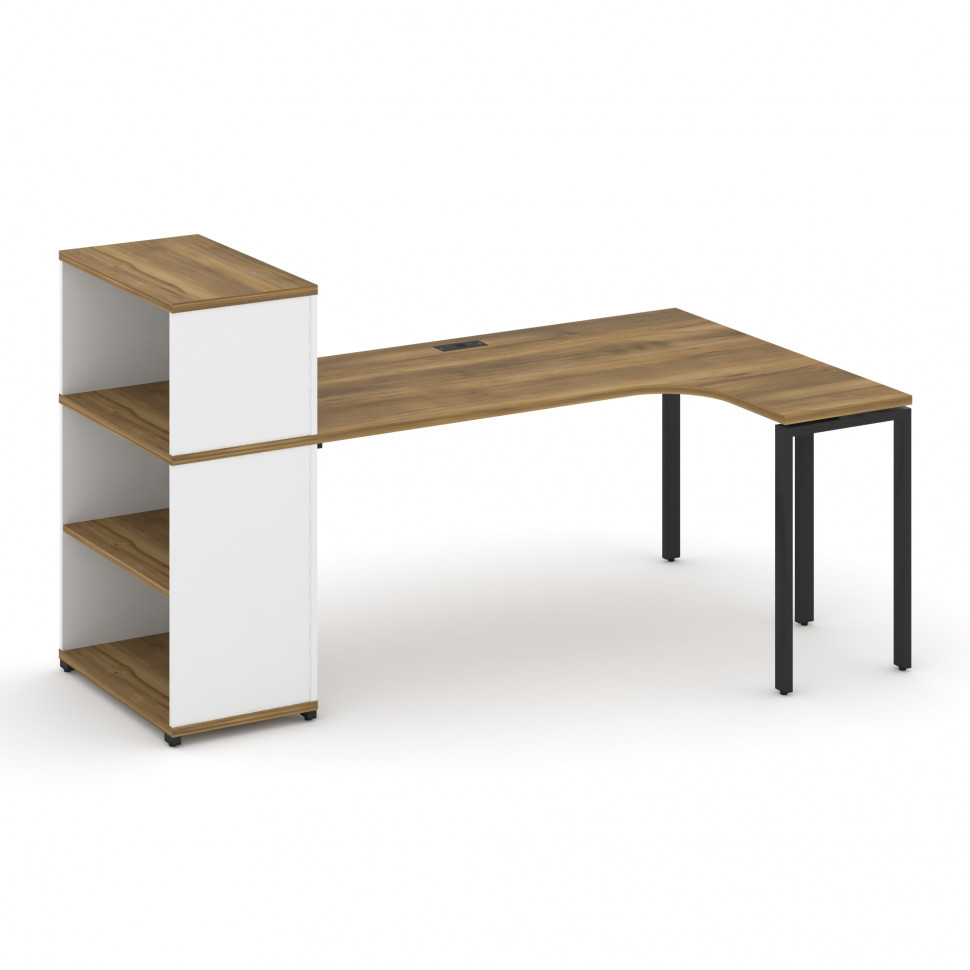 Concept Стол эргономичный с опорным стеллажом с надставкой низ. CN.SA-206(R) Сандал Янтарный/Белый Б