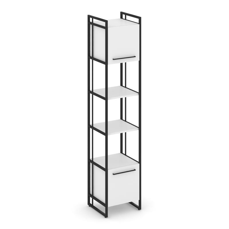 Rift Шкаф 5 ниш узкий RF.SU-54 (U) Белый Бриллиант/Металл Черный/Черный Ручки 420*396*2010