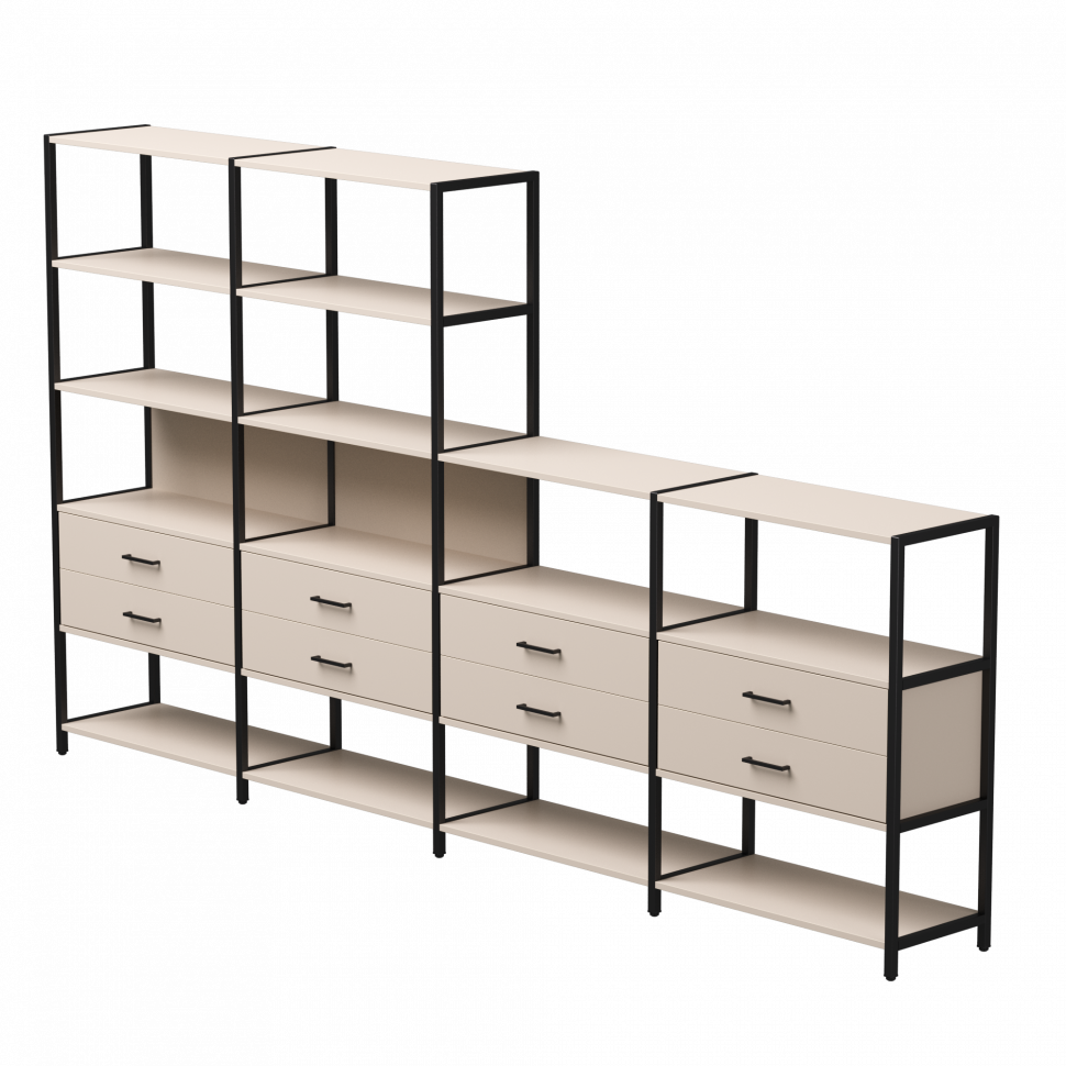 Набор стеллажных систем №13 Everprof EVO (ЭВО) 3245x385x1840 Кашемир/Черный