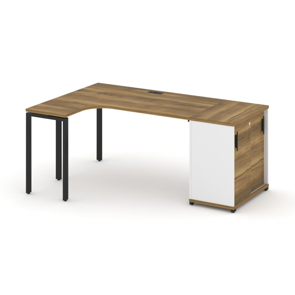 Concept Стол эргономичный с опорным шкафом-купе CN.SA-217(L) B Сандал Янтарный/Белый Бриллиант/Мета Concept Стол эргономичный с опорным шкафом-купе CN.SA-217(L) B Сандал Янтарный/Белый Бриллиант/Мета