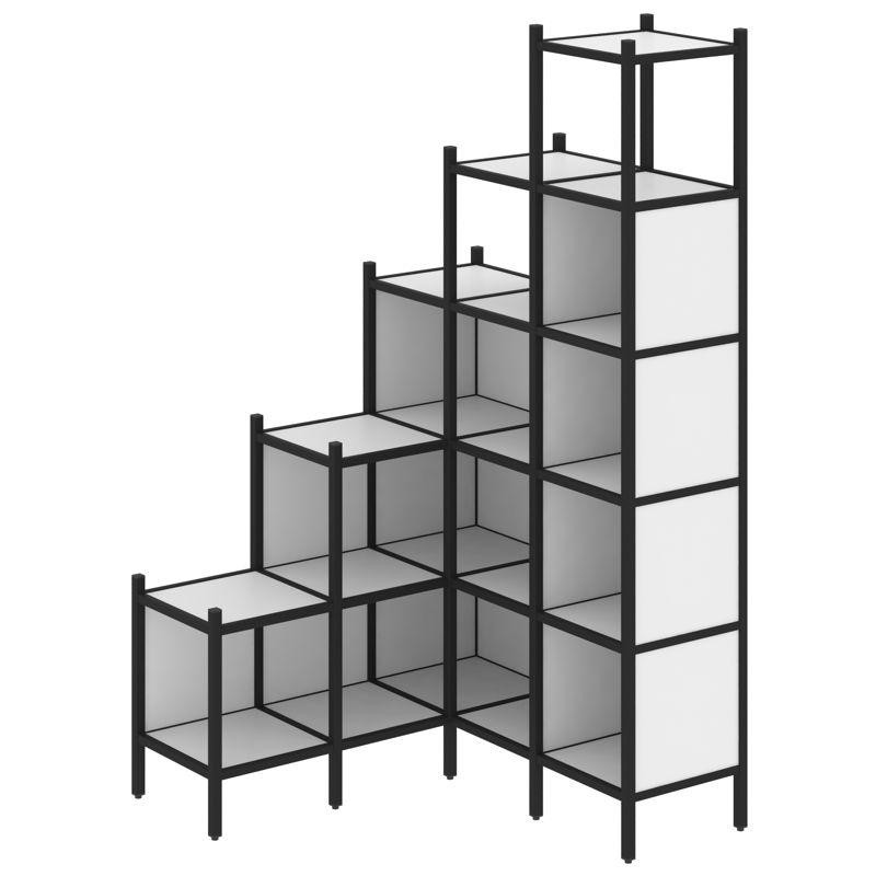 Loft Угловой внутренний стеллаж VR.L-49 Белый Бриллиант/Металл Черный 1278*1278*2280