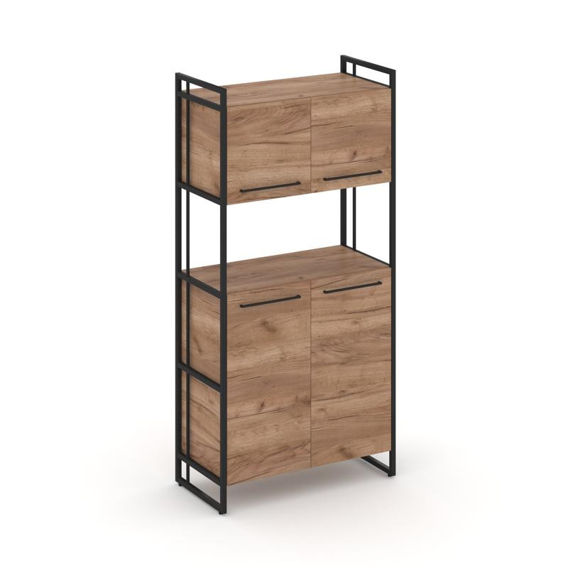 Rift Шкаф 4 ниши широкий RF.SS-42 Дуб Табак/Металл Черный/Черный Ручки 798*396*1648