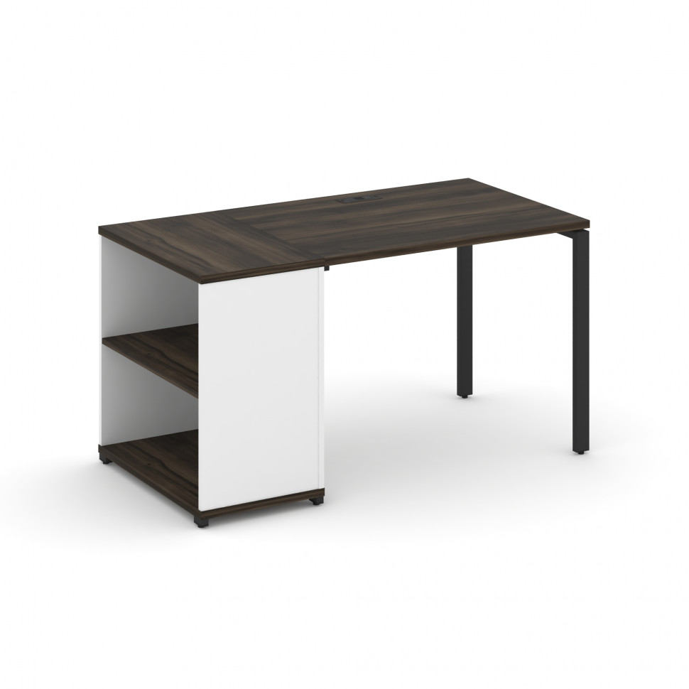 Concept Стол рабочий с опорным стеллажом CN.SP-201 Дуб Мали/Белый Бриллиант/Металл Черный 1400*720*7 Concept Стол рабочий с опорным стеллажом CN.SP-201 Дуб Мали/Белый Бриллиант/Металл Черный 1400*720*7
