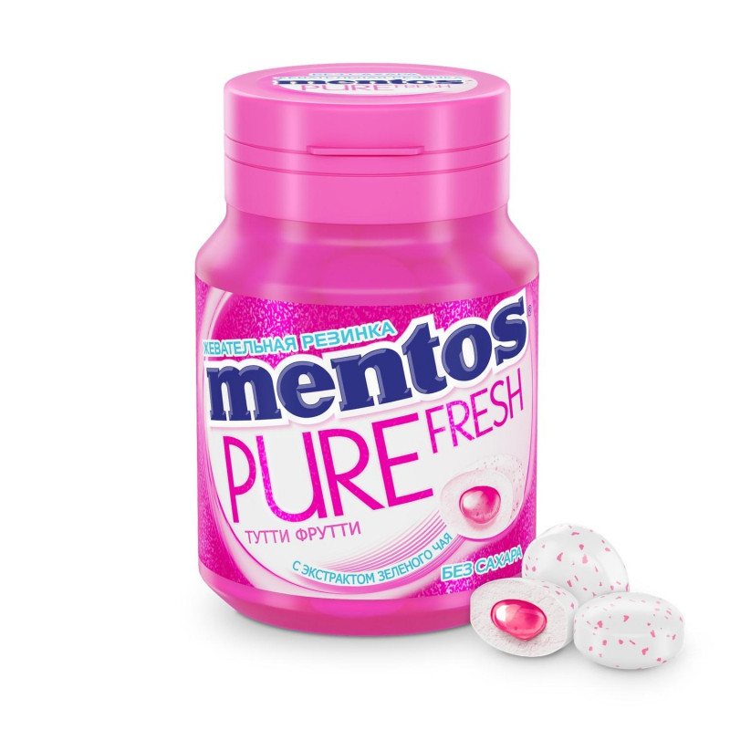 Жевательная резинка Mentos Pure Fresh Тутти-Фрутти, 54г Жевательная резинка Mentos Pure Fresh Тутти-Фрутти, 54г