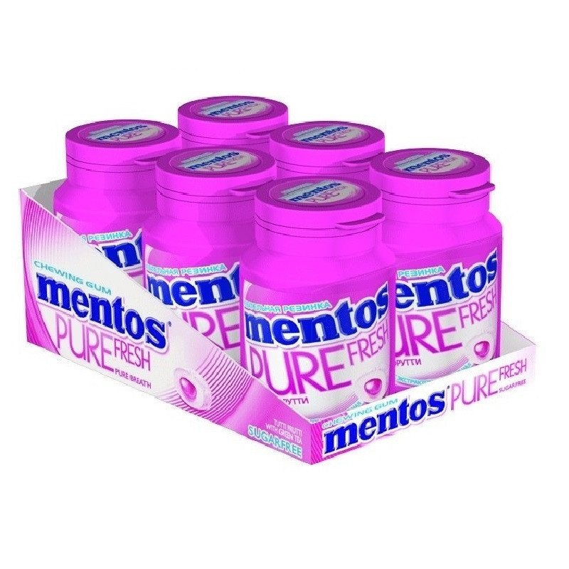 Жевательная резинка Mentos Pure Fresh Тутти-Фрутти, 54г Жевательная резинка Mentos Pure Fresh Тутти-Фрутти, 54г