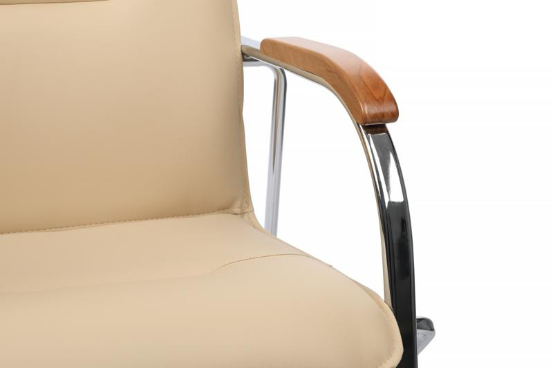 Стул Самба с деревянными подлокотниками SMB-02H Хром гальв. Бежевый