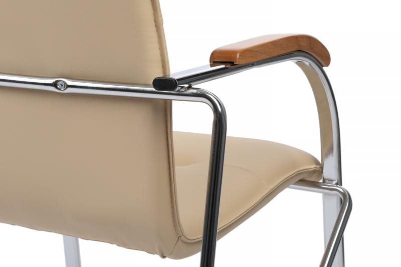 Стул Самба с деревянными подлокотниками SMB-02H Хром гальв. Бежевый