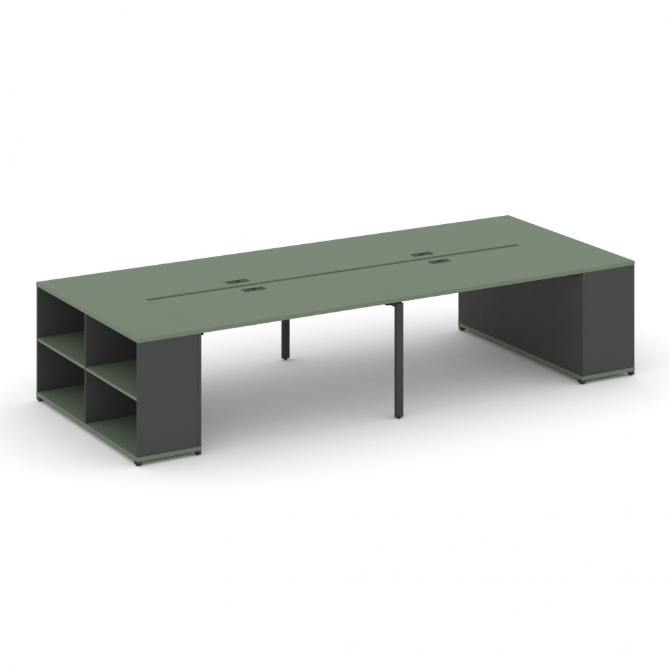 Concept Рабочая станция с опорными стеллажами CN.DRS-246 Кобо/Антрацит/Металл Антрацит 3200*1480*750