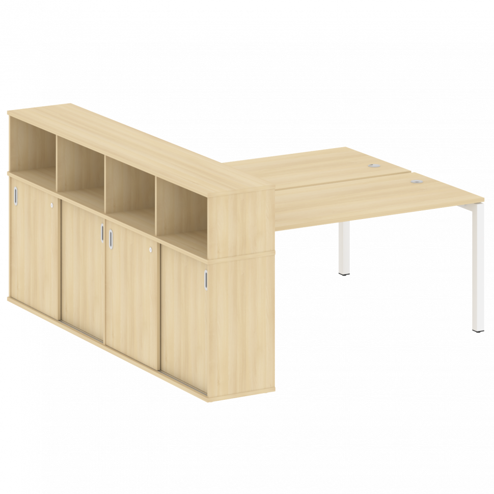 Metal System Quattro Рабочая станция с шкафом-купе на П-образном м/к 50БП.РС-СШК-4.4 Т Акация Лорка/