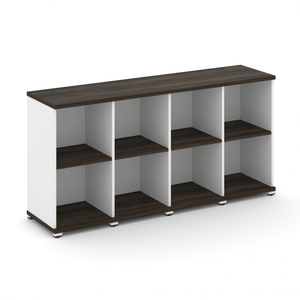 Concept Стеллаж 4 узкие секции, 2 ниши CN.STU-240 Дуб Мали/Белый Бриллиант/Металл Белый 1668*420*818